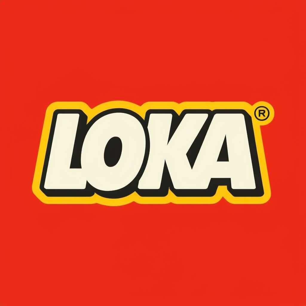 Bold LOKA Logo with Black Shadows and Yellow Outline Design Logo