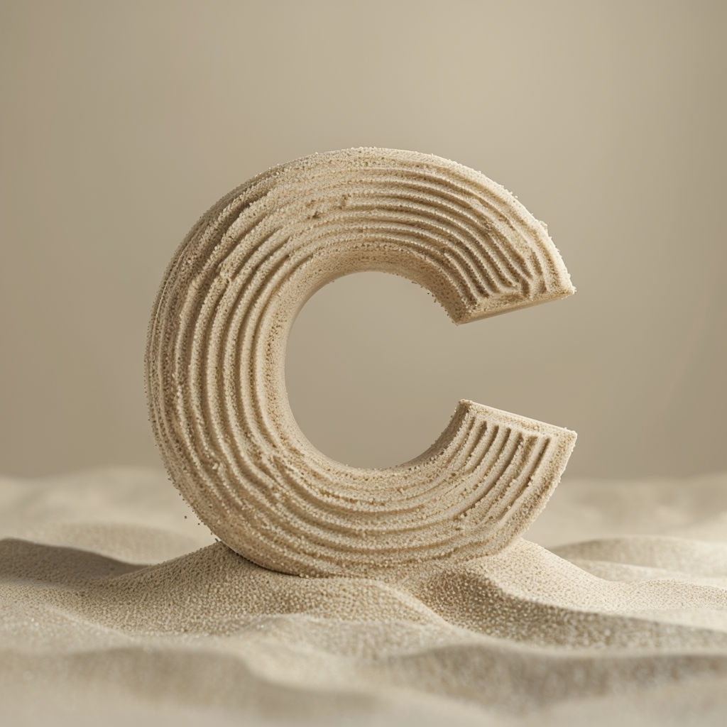 Textured Sand Letter C 3D Illustration Monogram