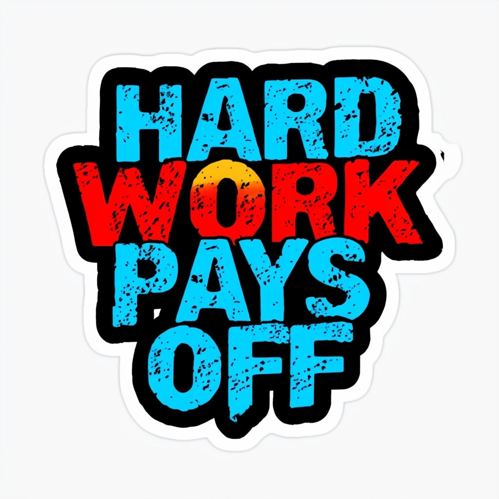 Bold Grunge Hard Work Pays Off Sticker Design