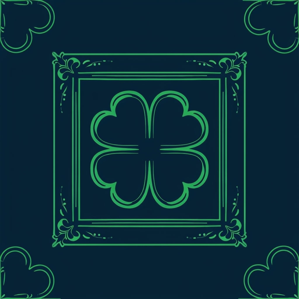 Elegant Monoline Four-Leaf Shamrock Seamless Pattern Design