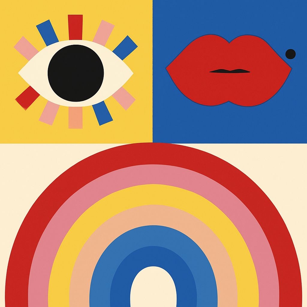 Vibrant Pop Art Style Eye and Lip Design Seamless Pattern