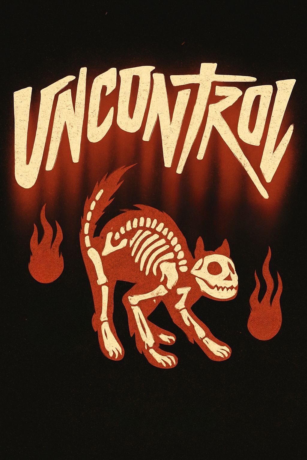 Eerie Retro Horror Skeletal Cat T-Shirt