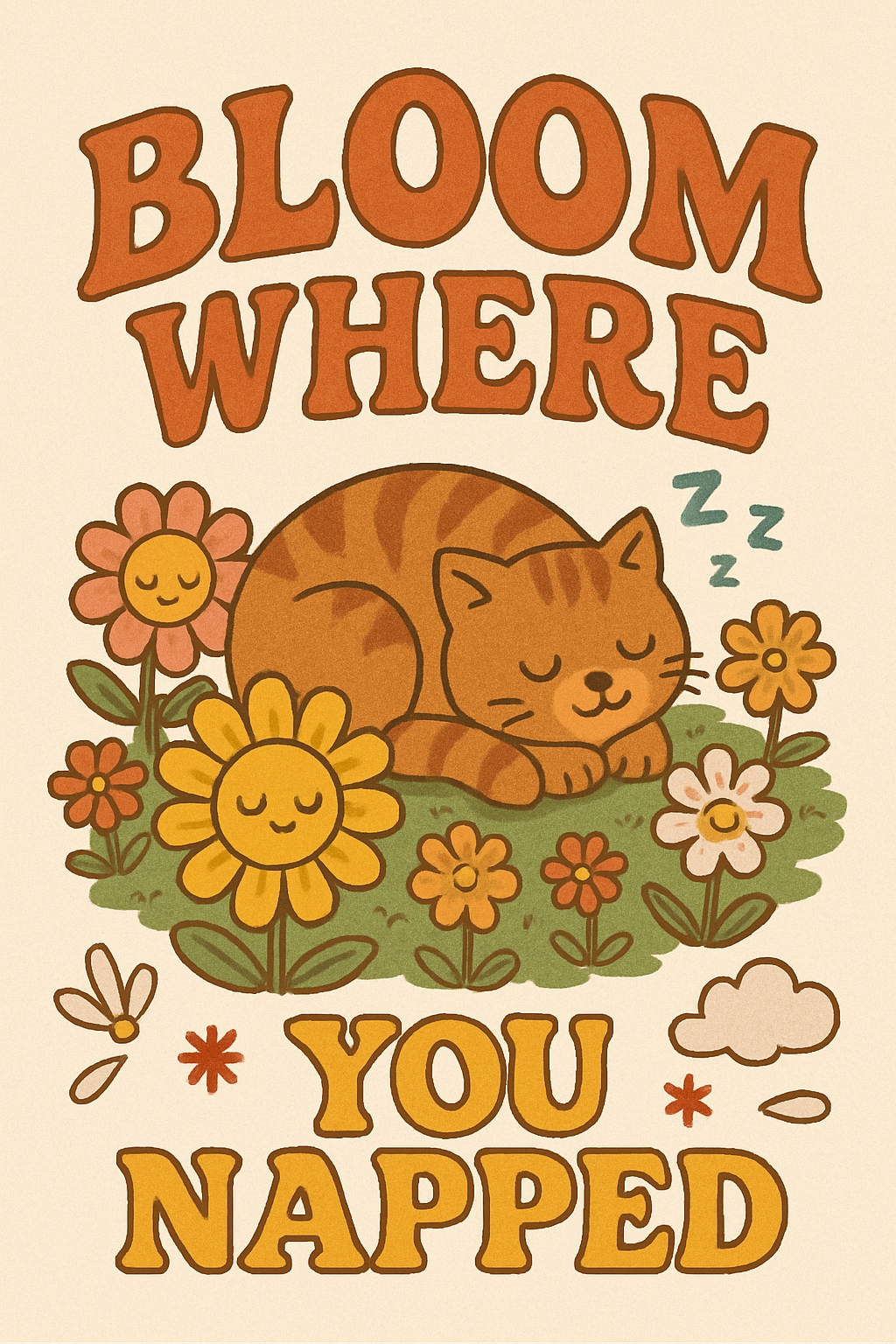CAT LOVER RETRO FLOWER POSTER 