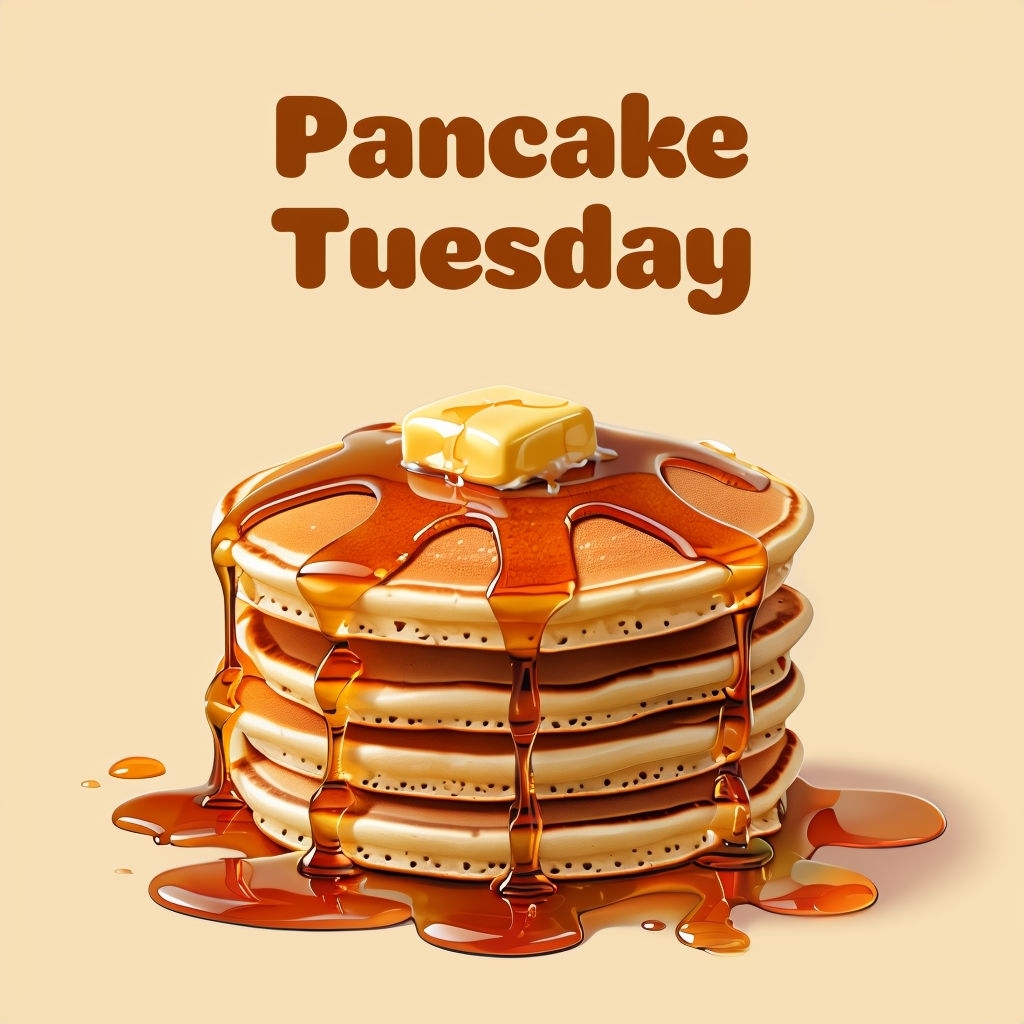 Delicious Golden Brown Pancakes with Maple Syrup Illustration Social Media Post