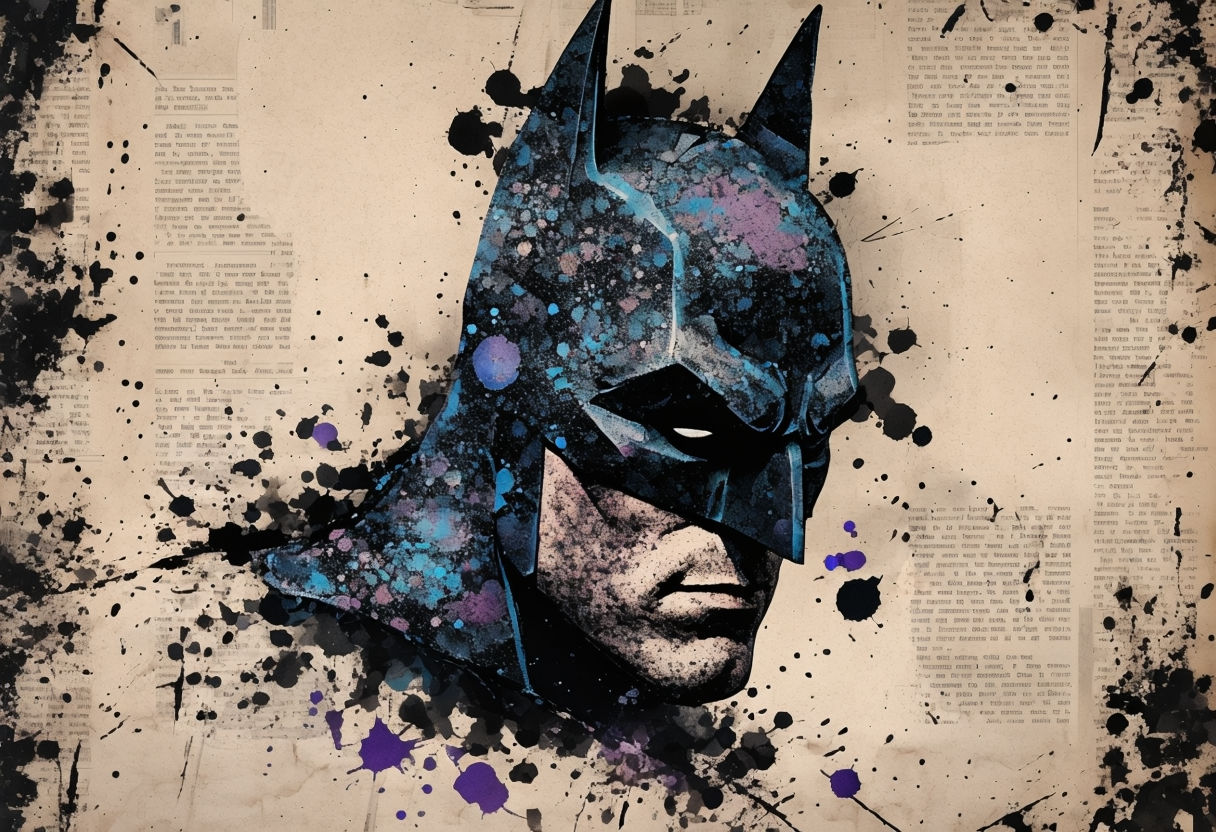 Abstract Batman Portrait with Distressed Techniques Art