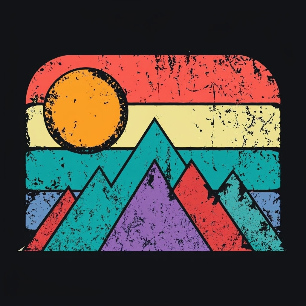 Vintage Mountain Peaks Retro Illustration T-shirt