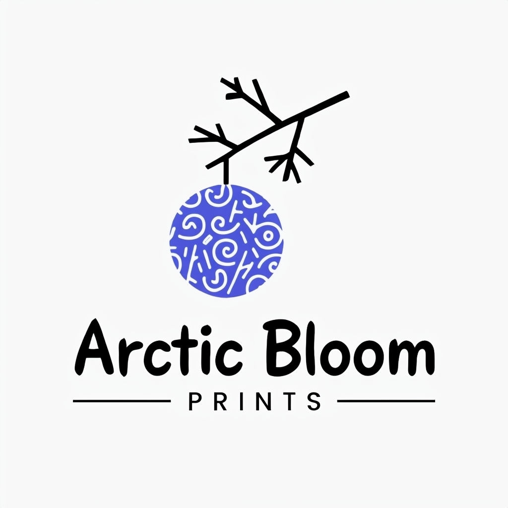 Minimalist Arctic Bloom Nature Print Logo Design for Art Shop