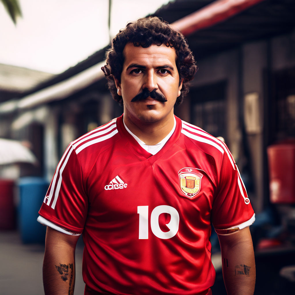 Generate A Picture Of Pablo Escobar Wearing Arsenal Jersey by Joshua ...