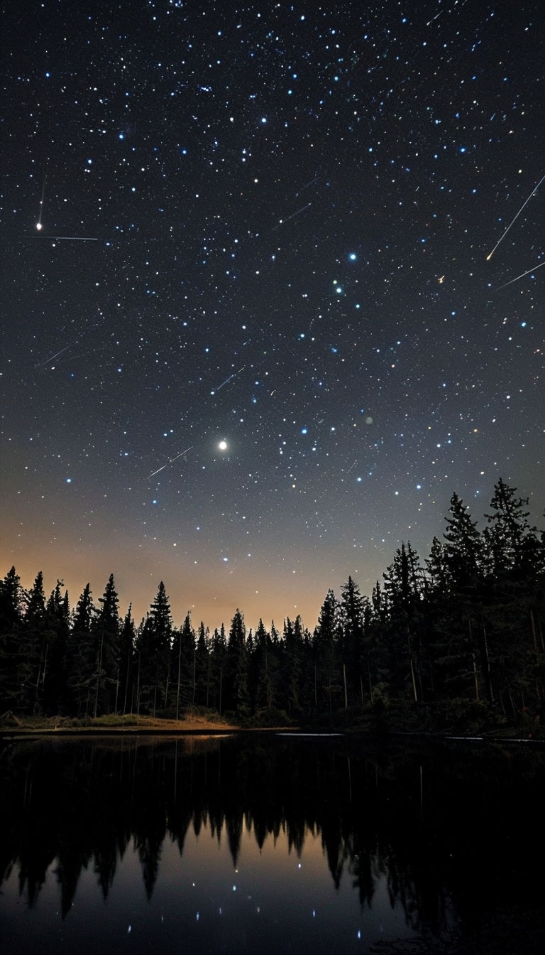 Serene Night Forest Landscape with Starry Sky Mobile Wallpaper