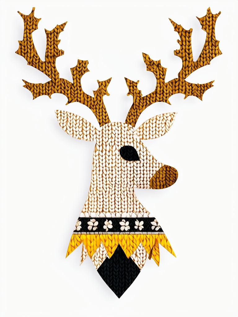 Whimsical Knitted Reindeer Silhouette for Cozy Holiday T-Shirt