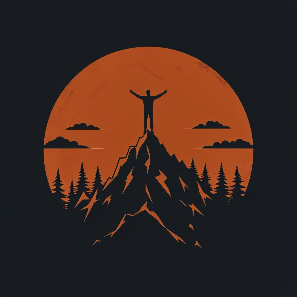 Minimalist Triumph Mountain and Moon Silhouette T-Shirt
