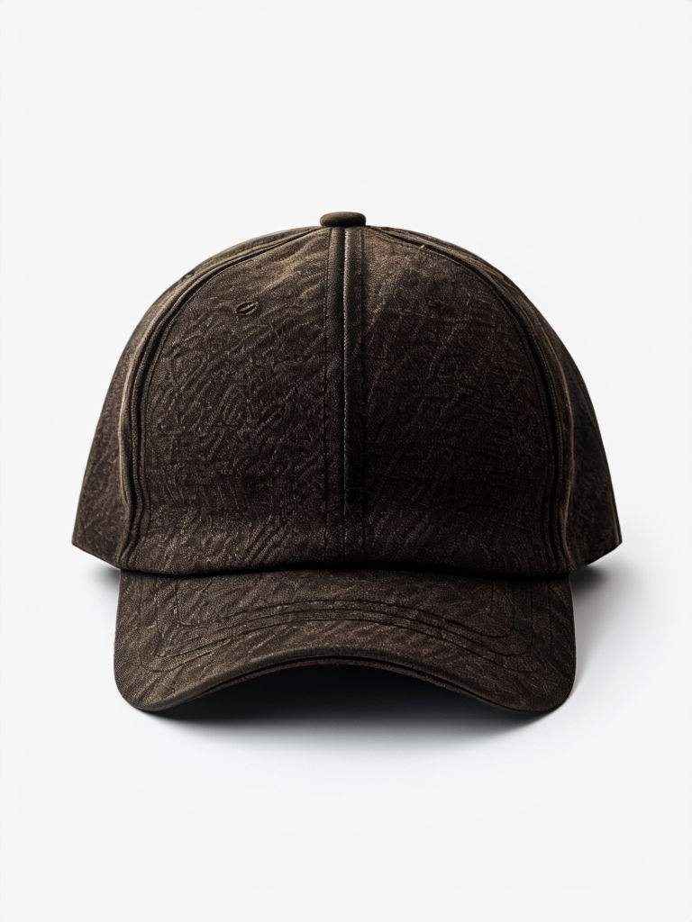 Elegant Dark Brown Textured Baseball Cap Photography Mockup