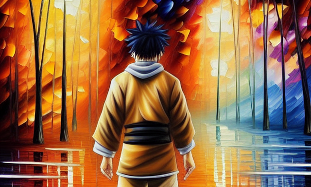 An oil painting by Leonid Afremov of Naruto Uzumaki alone fr... by ...