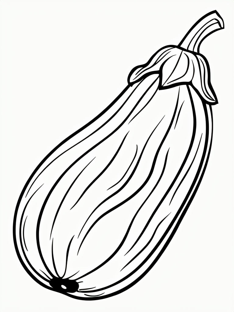 Minimalist Black Line Drawing of an Eggplant Coloring Book Page