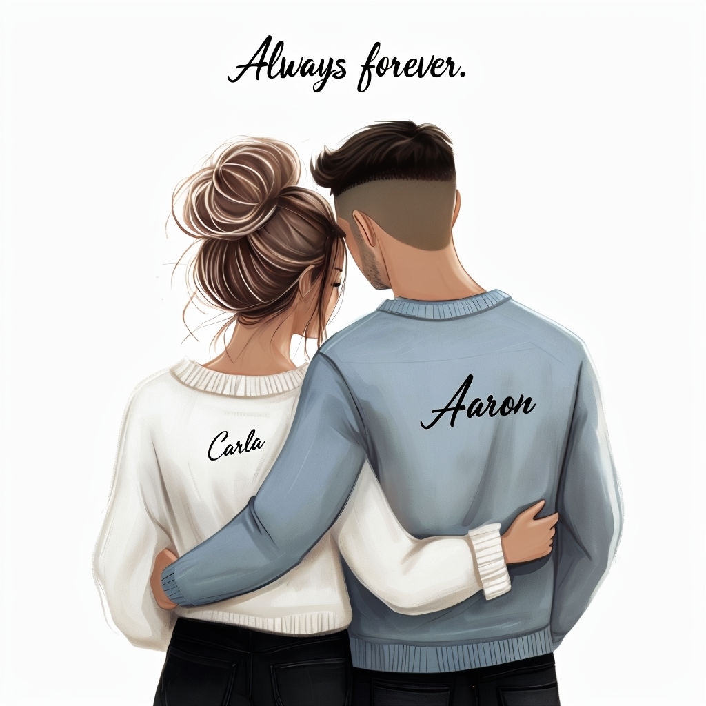 Intimate Couple Illustration with 'Always Forever' Message Mug