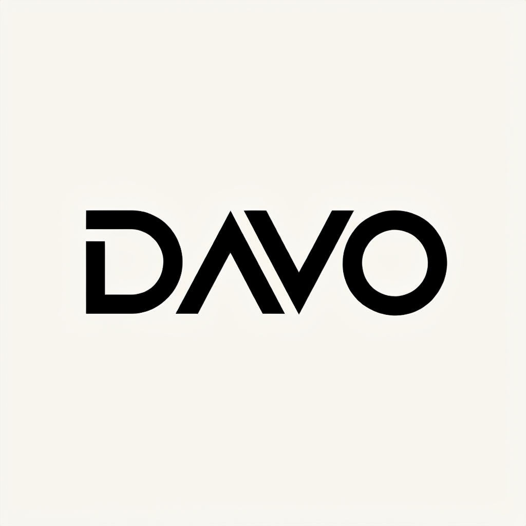 Minimalist Black DAVO Logo Design on Off-White Background Logo