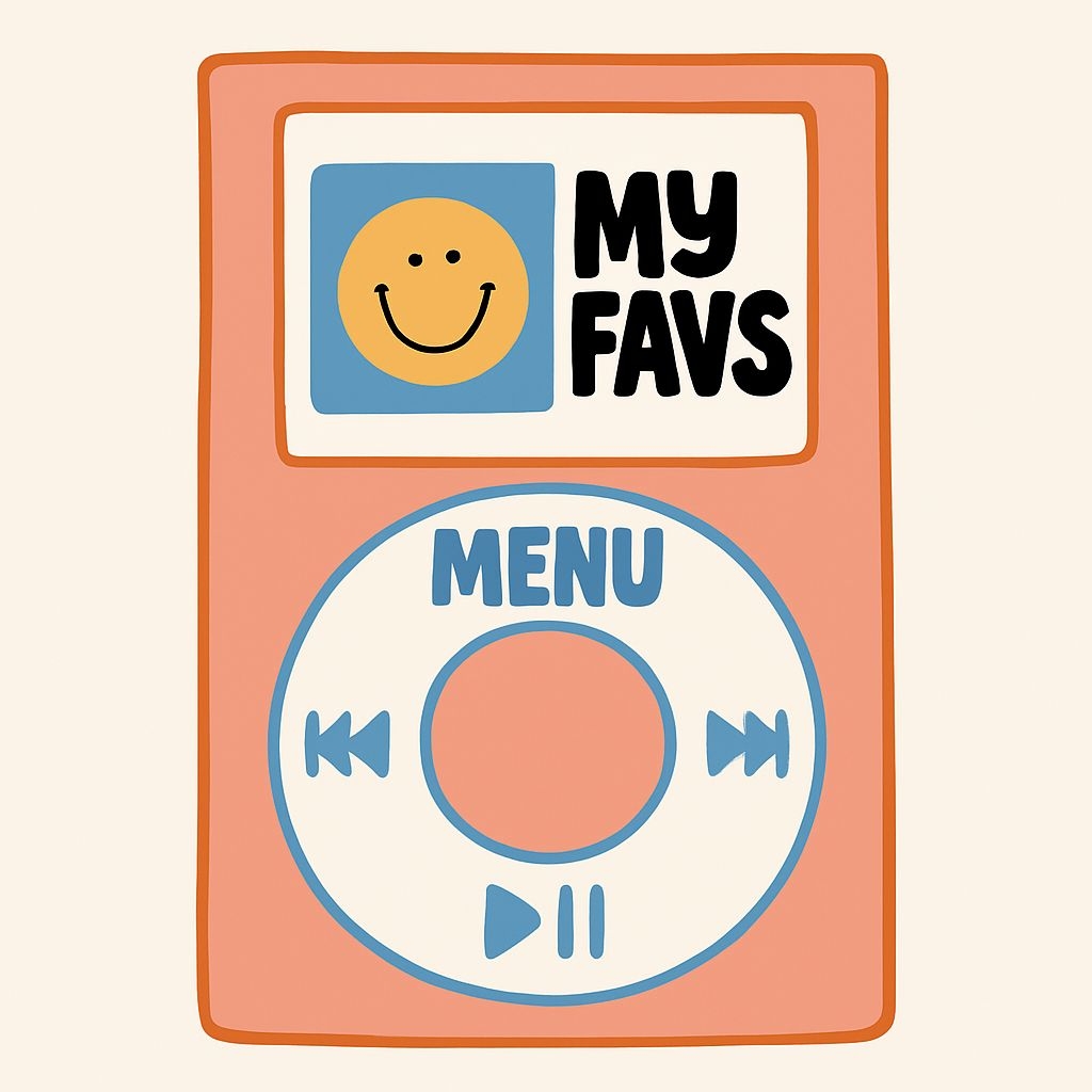 Cheerful Cartoon iPod Illustration with Smiley Face Social Media Post