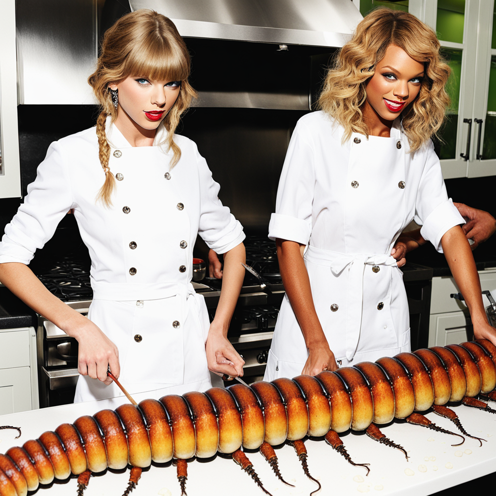Taylor Swift and Beyonce cooking a giant centipede by LenaLenaLena