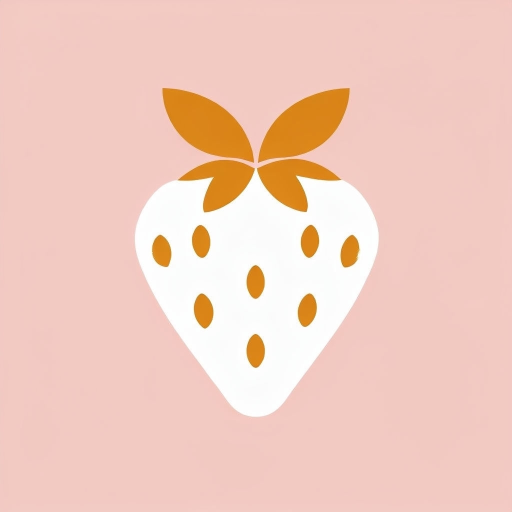 Minimalist White Strawberry Half Illustration T-Shirt