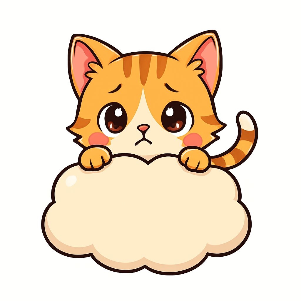Adorable Orange Tabby Cat with Cloud Banner Sticker