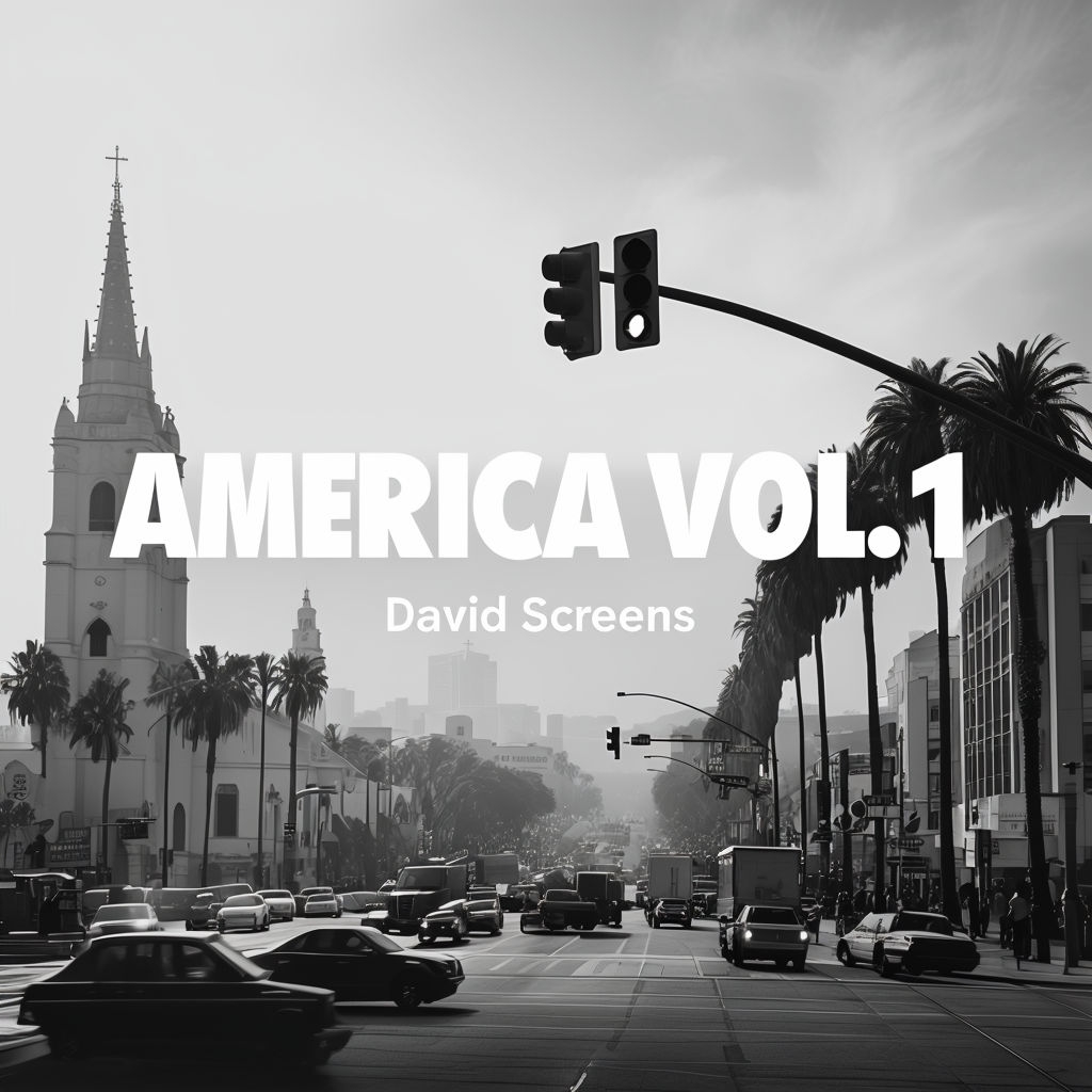 Urban Los Angeles Street Scene with AMERICA VOL. 1 Title Spotify Album Cover