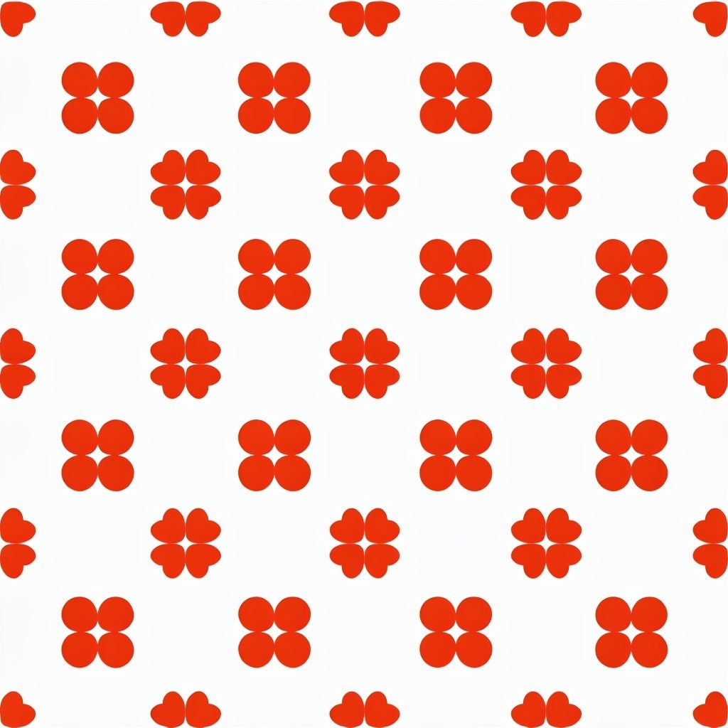 Minimalist Dark Orange-Red Floral Pattern on White Background Seamless Pattern