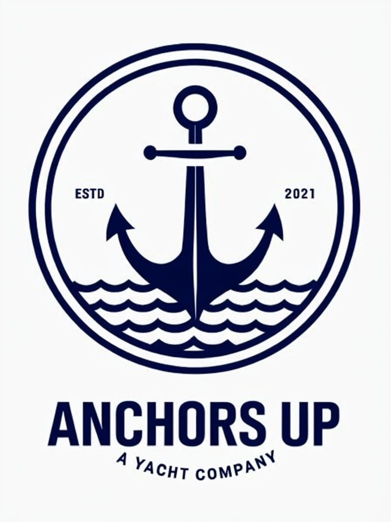 Modern Minimalist Navy Blue Anchor Logo Design for Yacht Company