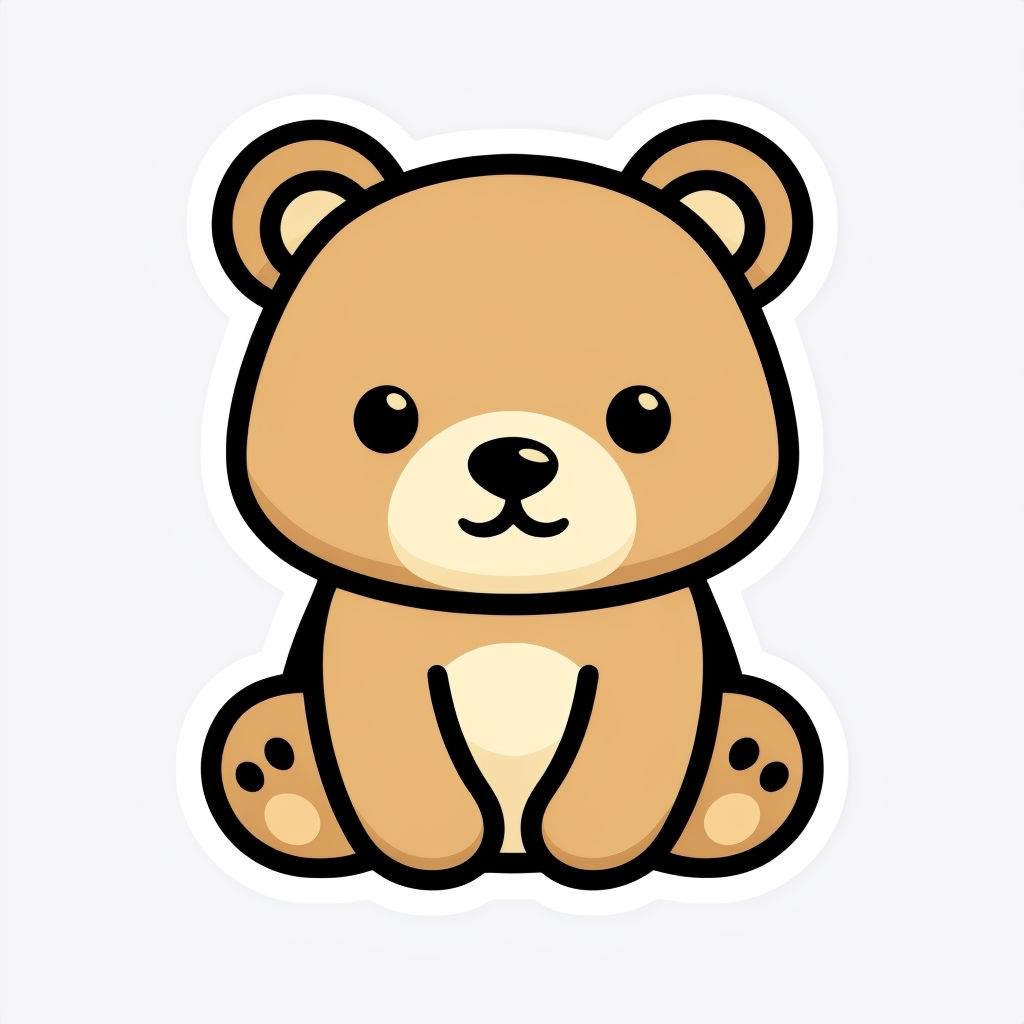 Adorable Cartoon Bear Illustration for Cute Sticker Design