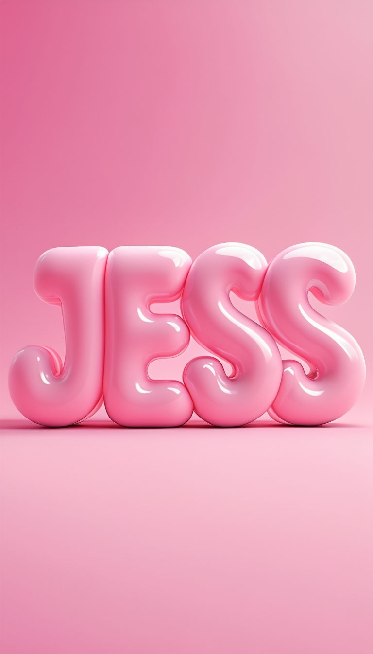 Glossy 3D Pastel Pink JESS Text Design Phone Case Cover