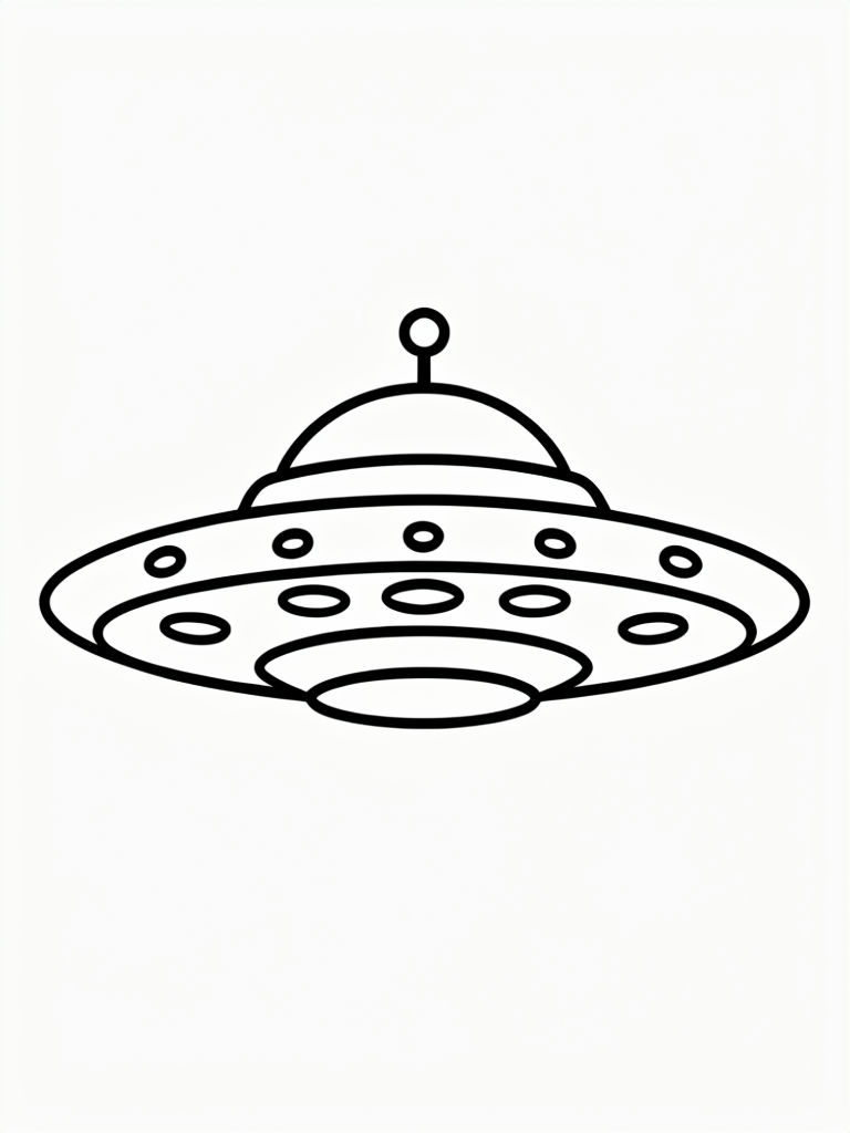 Classic UFO Line Drawing for Coloring Book Pages