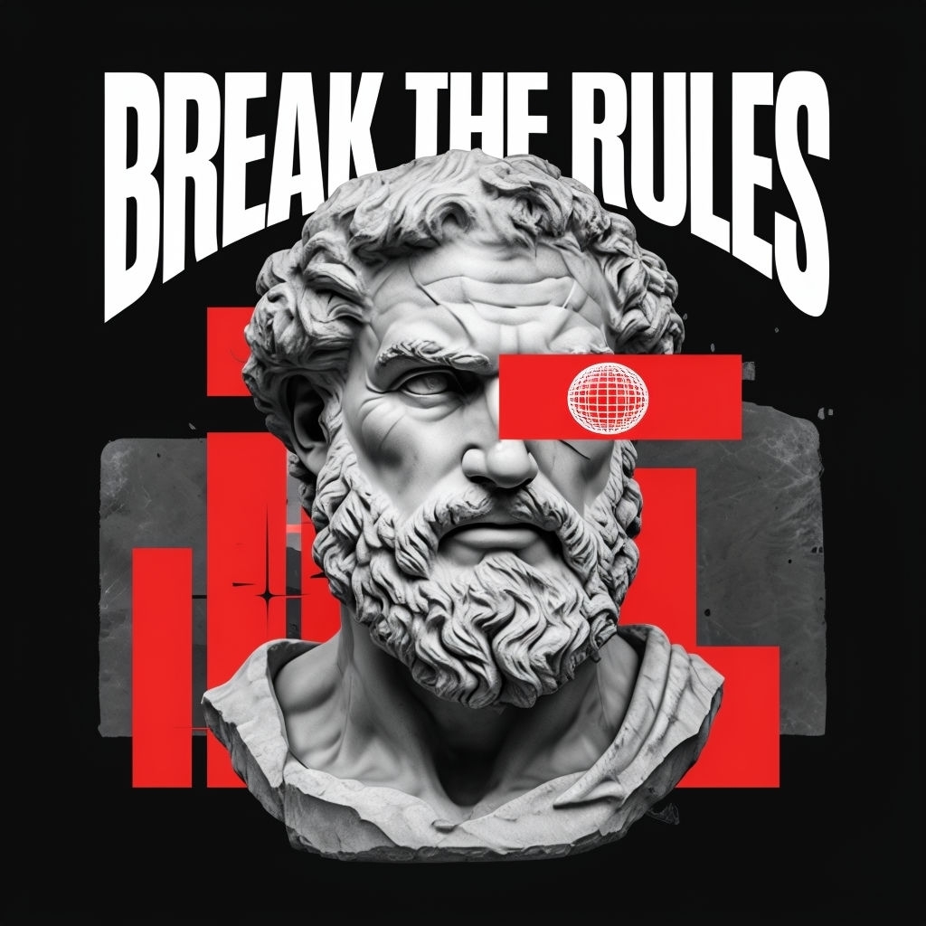 Break the Rules Philosopher Bust Modern Art T-Shirt