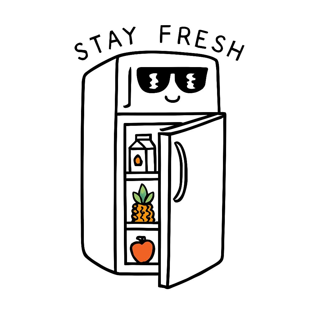 Stay Fresh Refrigerator Cartoon Illustration Sticker