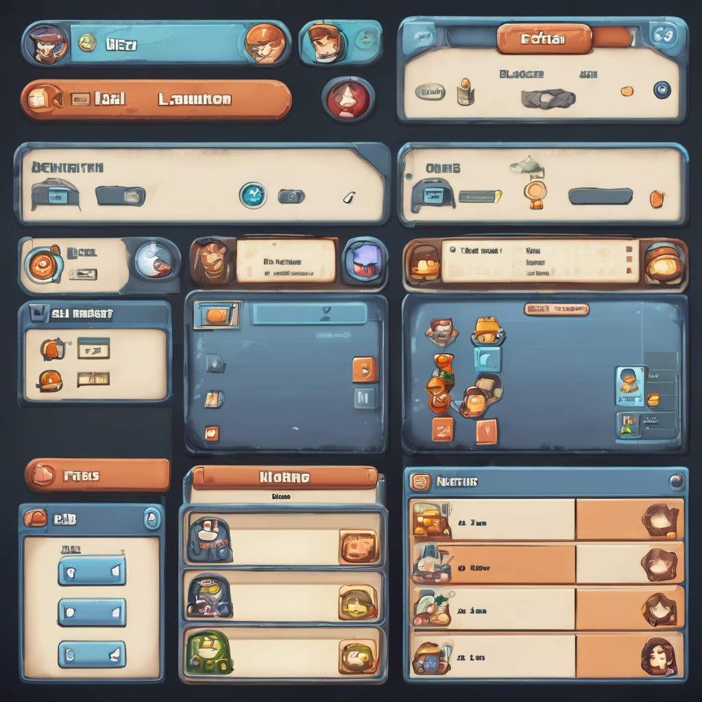 The 2D game UI design is in the style of 'Office Game by 쭈노혀기 - Playground