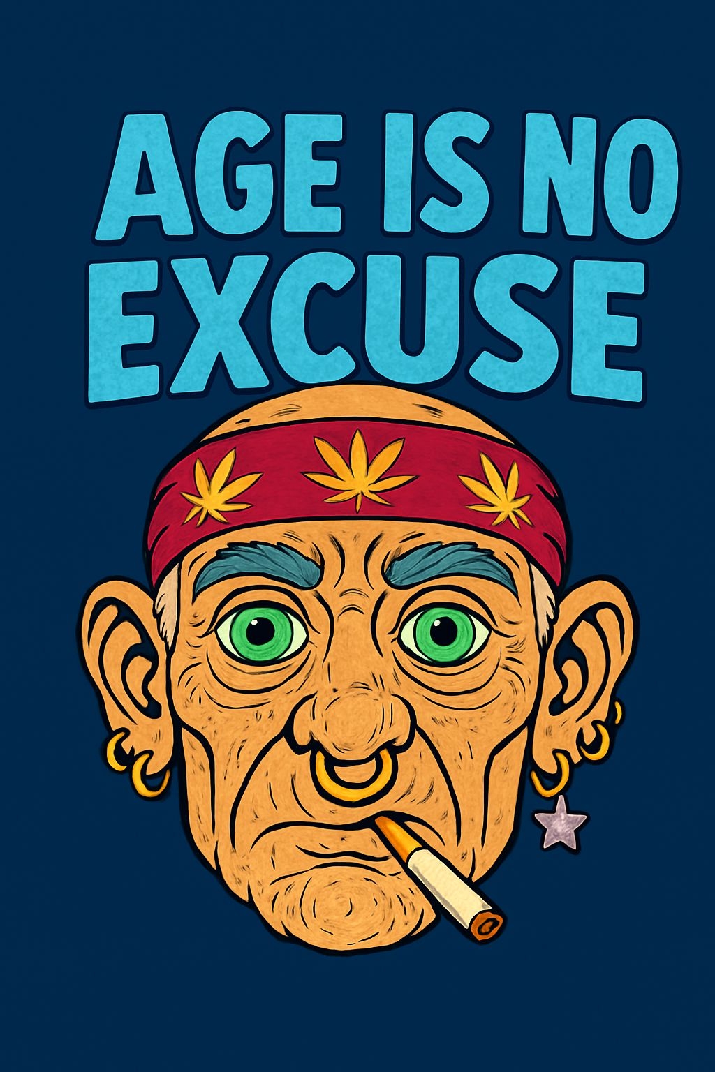 Humorous Elderly Man Illustration with Motivational Quote T-Shirt