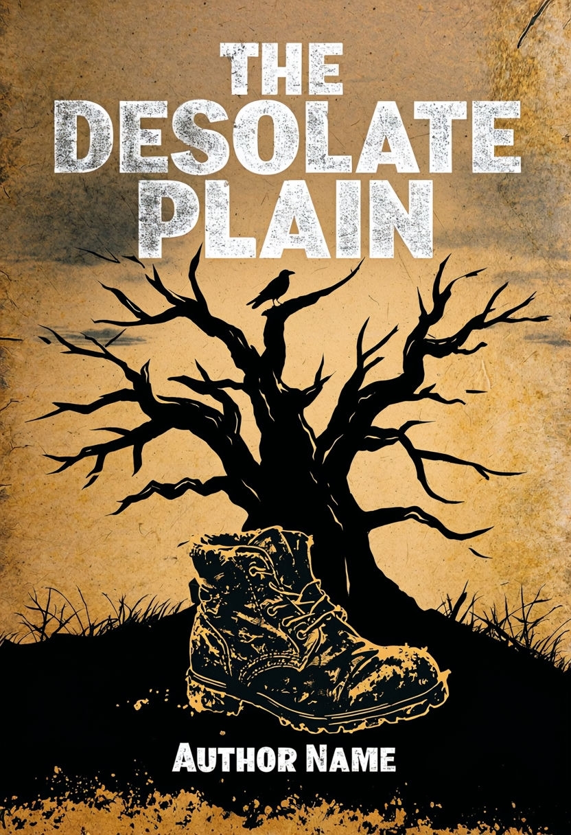 Gritty Black Tree and Crow EBook Cover Design with Distressed Text
