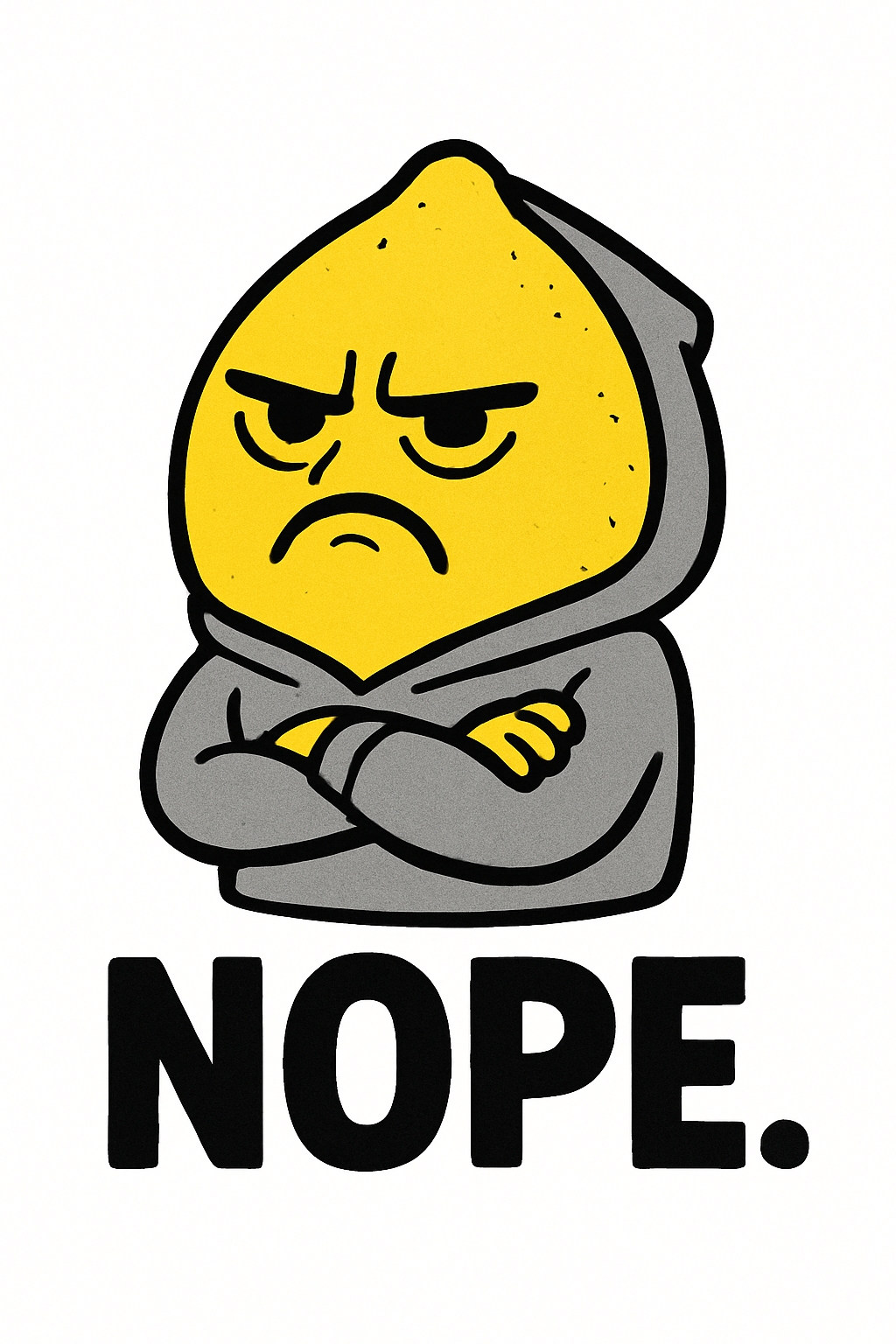 Angry Lemon Character with 'NOPE.' Text Minimalist T-Shirt