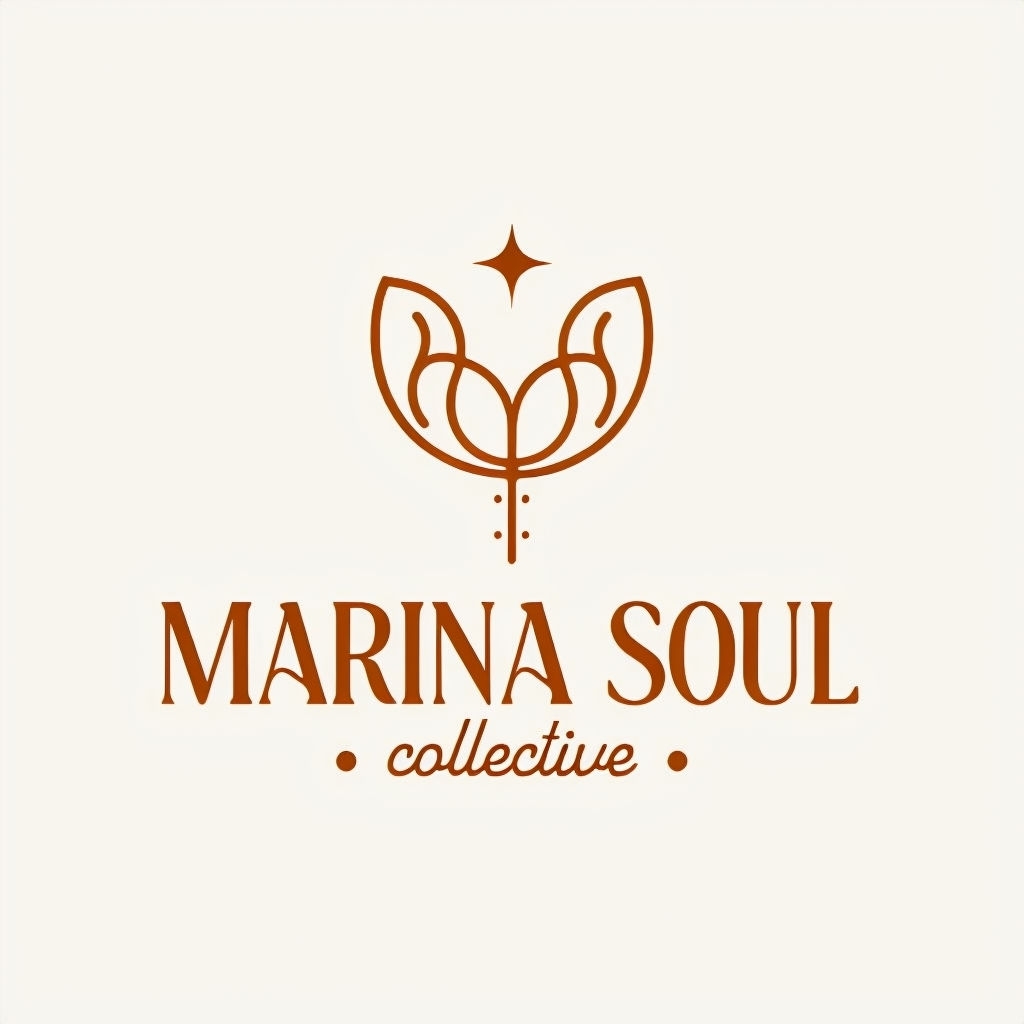 Elegant Floral Motif Minimalist Logo Design for Marina Soul Logo