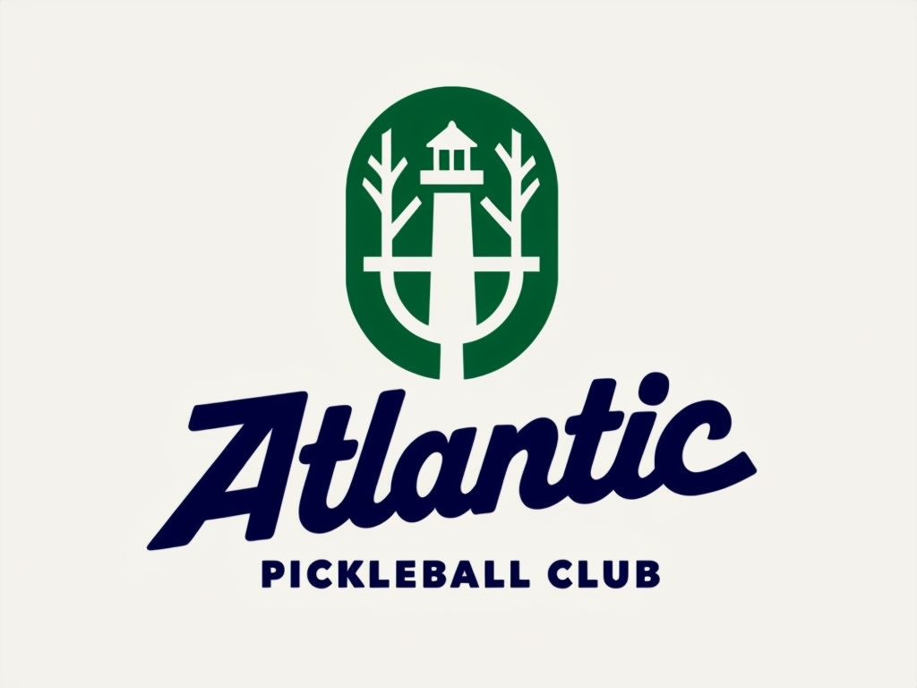 Stylish Atlantic Pickleball Club Microphone Lighthouse Logo