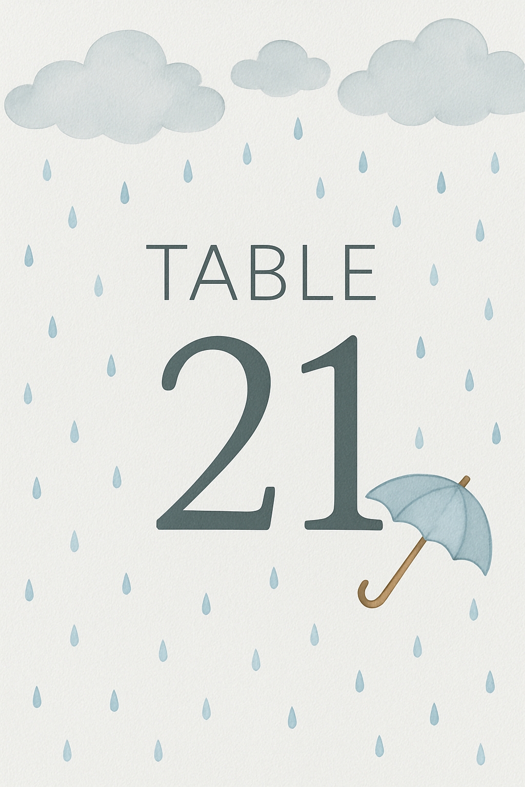 Elegant Minimalist TABLE 21 Watercolor Event Sign Design