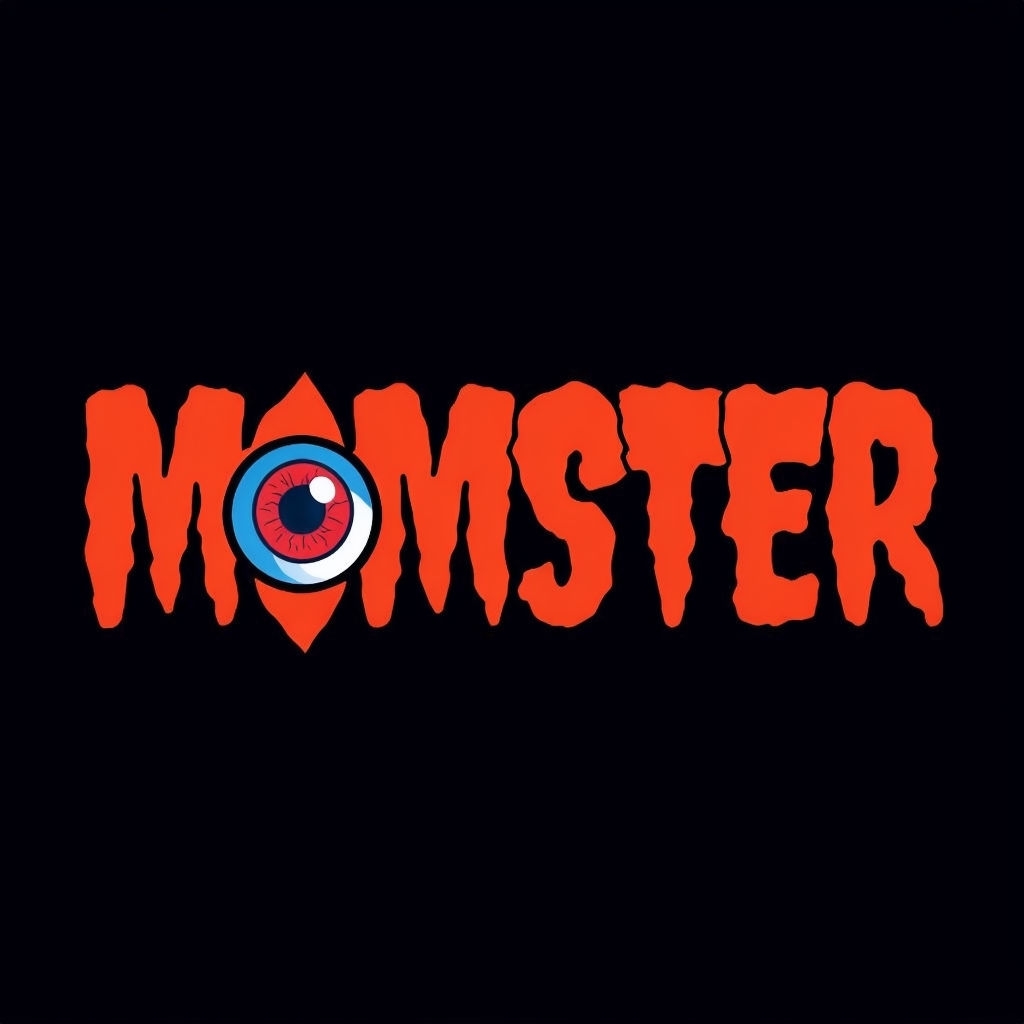 Bold MOMSTER Graphic Logo with Eyeball Design T-Shirt