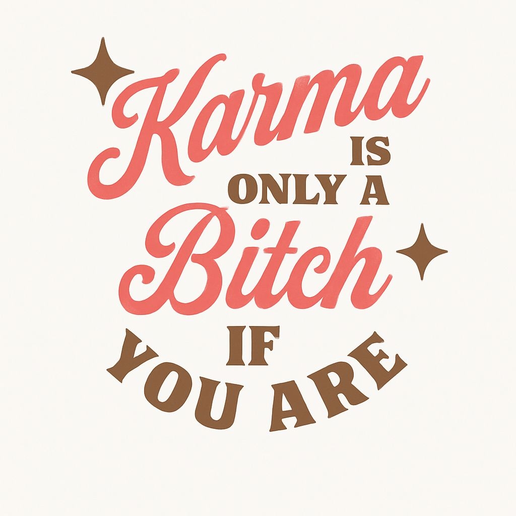 Bold Inspirational Quote Karma Sticker Design on Cream Background