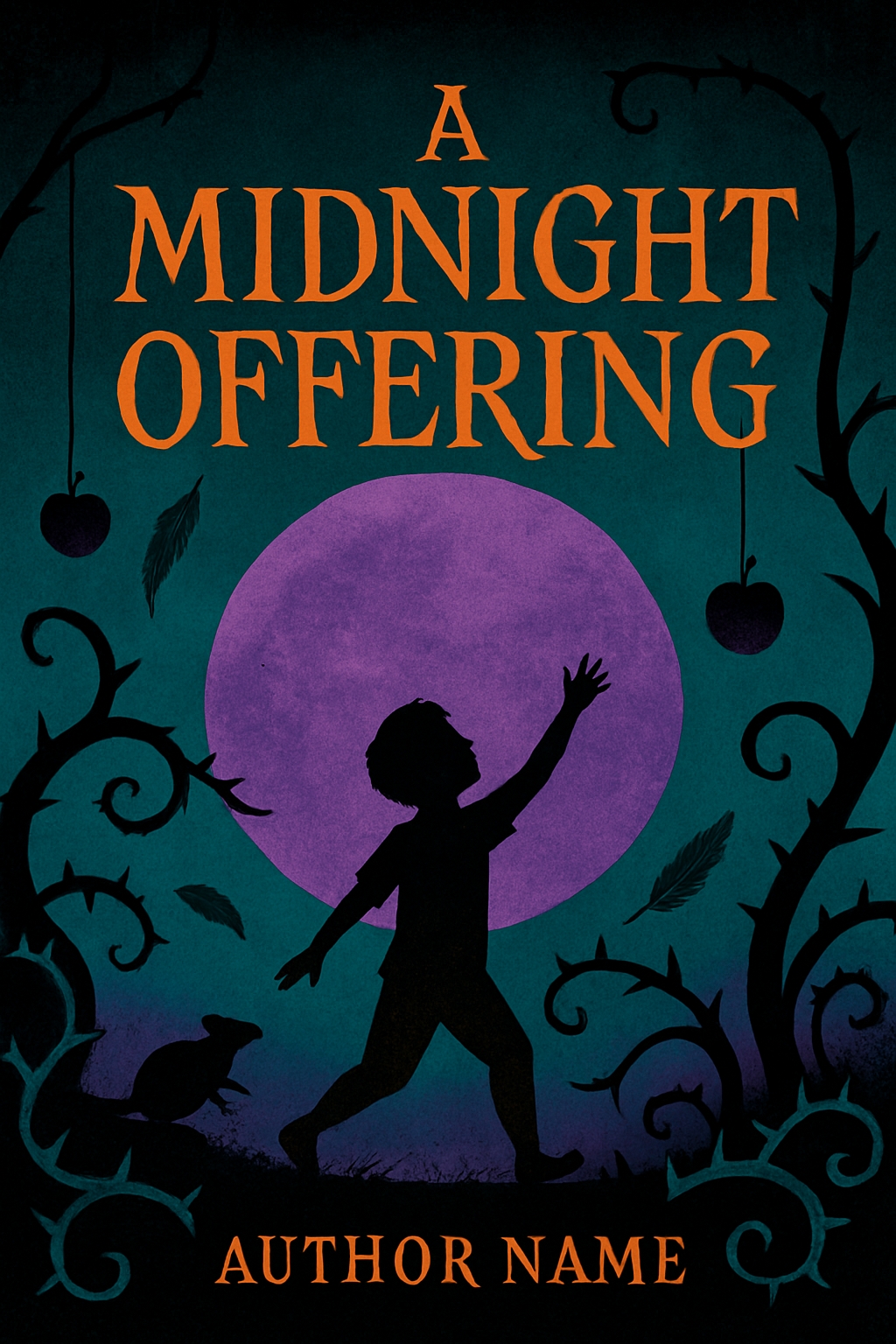 A Midnight Offering Book Cover with Mystical Elements and Silhouettes EBook Cover