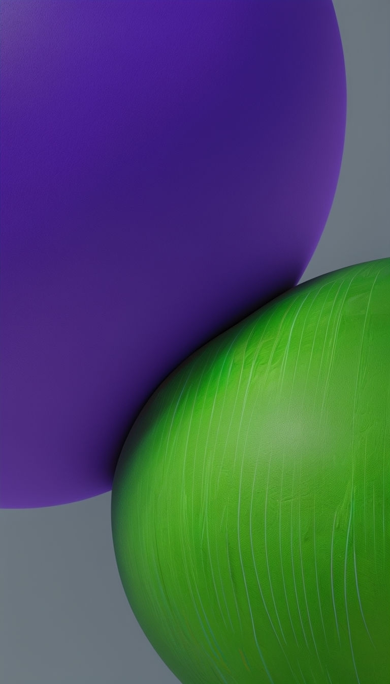 Vibrant Purple and Lime Green Abstract Spheres Artwork Mobile Wallpaper