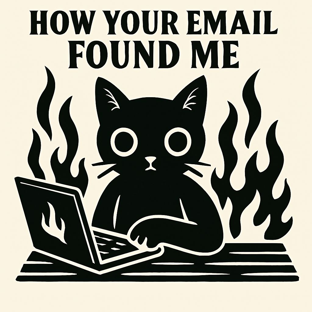Humorous Black Cat with Laptop and Email Text T-Shirt