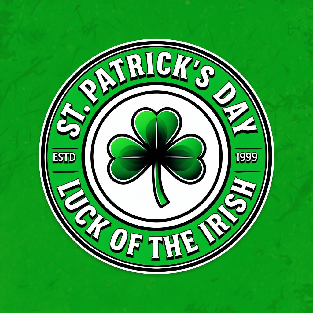 St. Patrick's Day Lucky Clover Emblem with Text T-Shirt