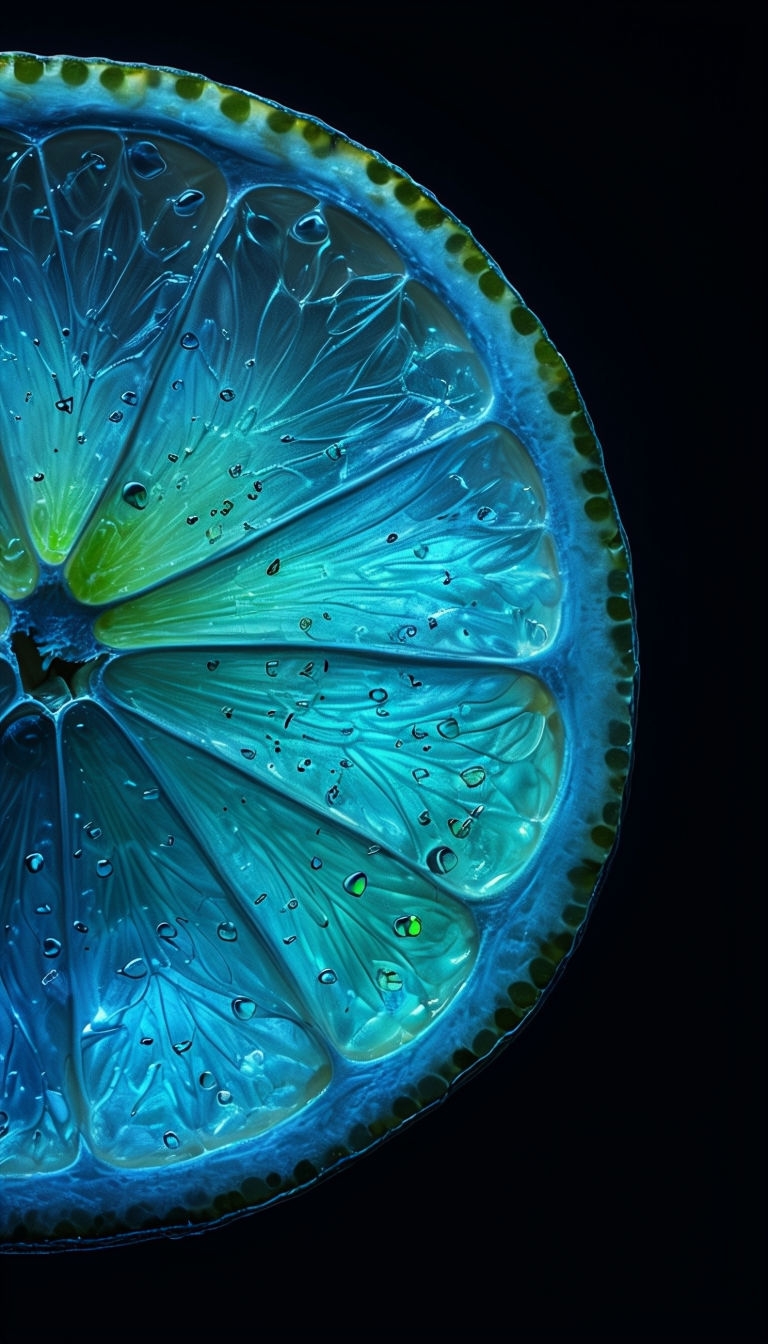 Futuristic Neon Lime Slice Close-Up Photography Mobile Wallpaper