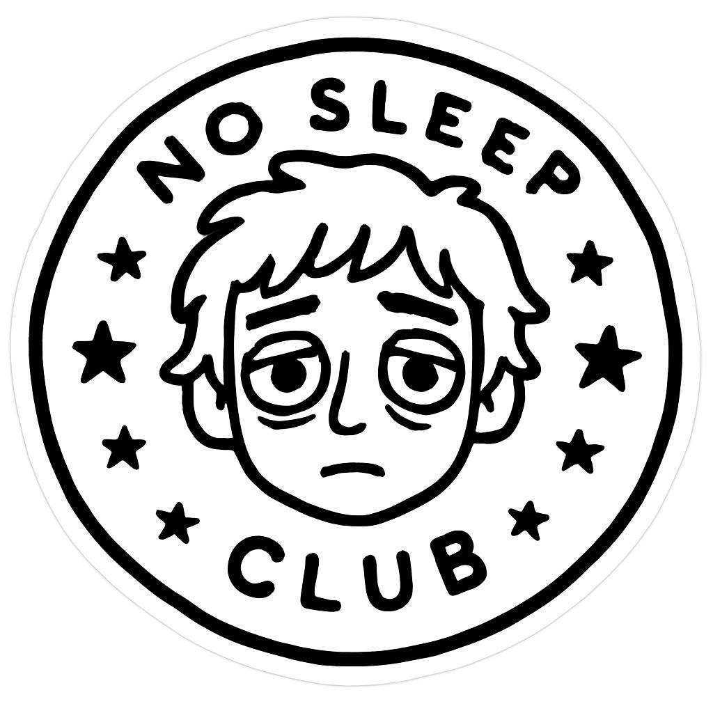 No Sleep Club Minimalist Black and White Face Sticker