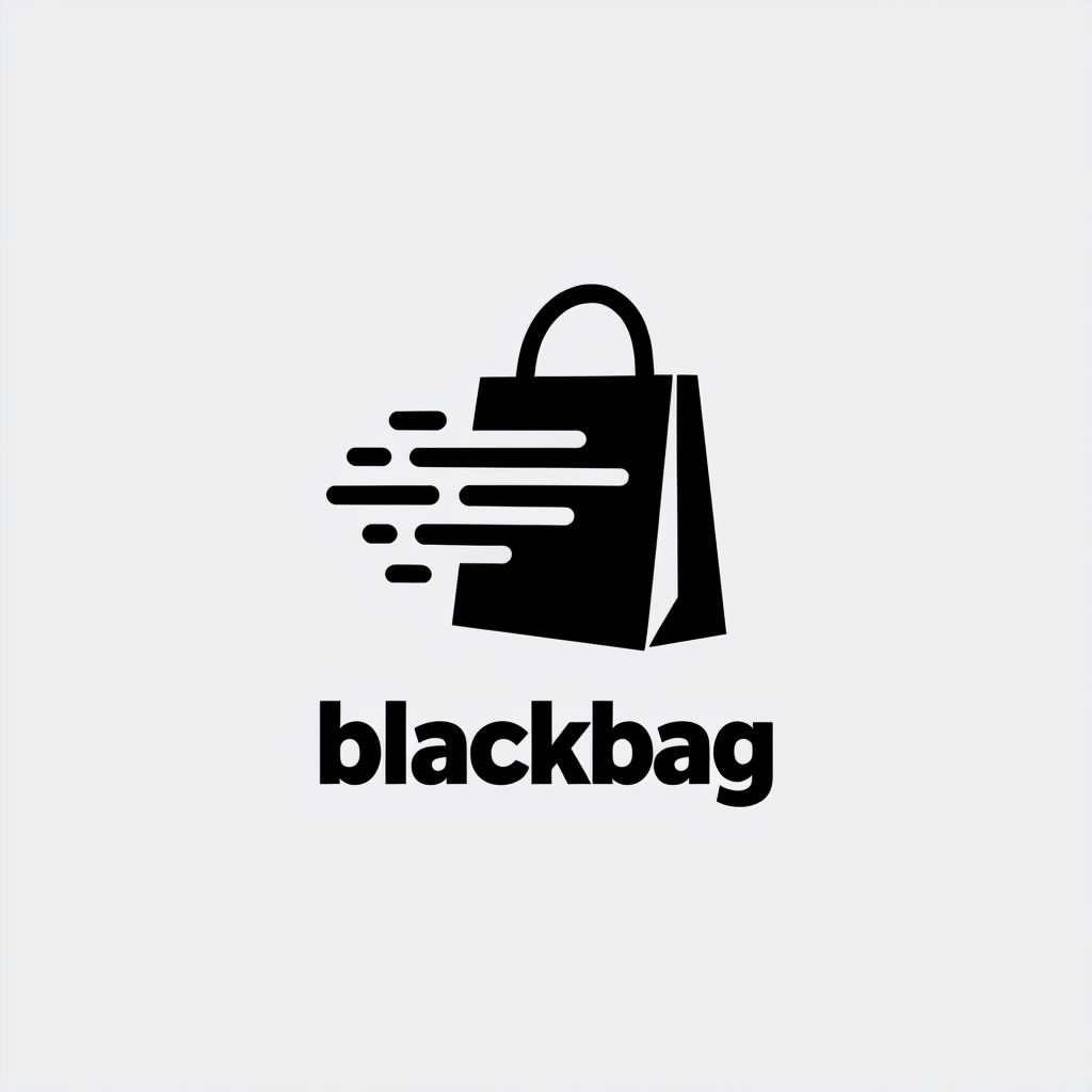 Minimalist Black Shopping Bag Logo for Fast Delivery Service