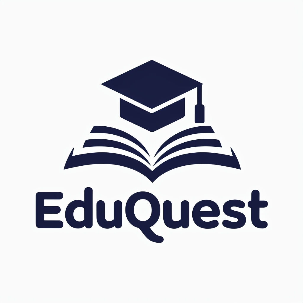 Minimalist Dark Blue EduQuest Logo Design for Education Brand Logo