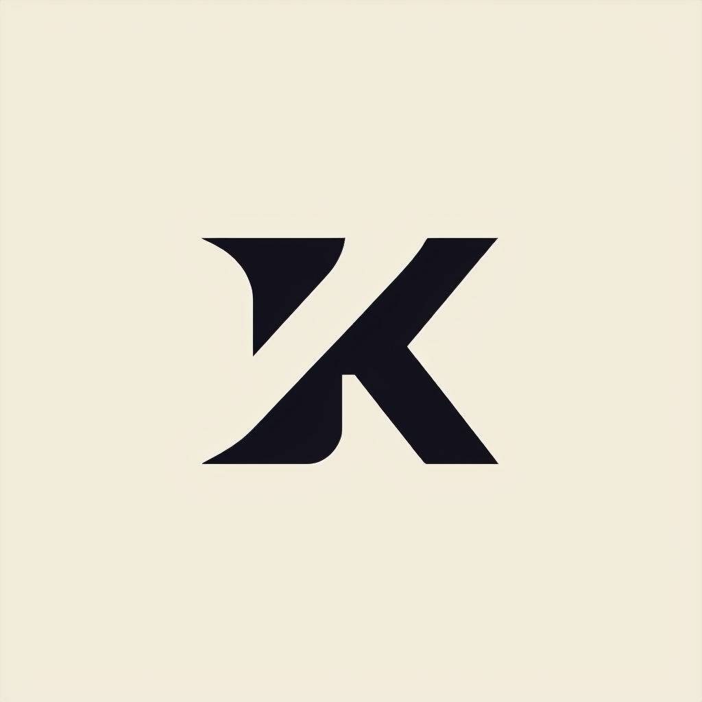 Minimalist Black K Symbol Logo on Beige Background